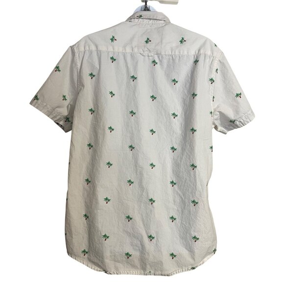 Denim Flower Ricky Singh White Palm Tree Button Up Golf Shirt Slim Fit Medium - Picture 3 of 6
